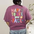 Happy To See Your Face Teacher Retro Back To School Women's Comfort Colors T-Shirt Back Print Berry Happy To See Your Face Teacher Retro Back To School Women's Comfort Colors T-Shirt Back Print Berry