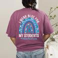 Happy Teacher I Wear Blue For My Students Autism Awareness Women's Comfort Colors T-Shirt Back Print Berry Happy Teacher I Wear Blue For My Students Autism Awareness Women's Comfort Colors T-Shirt Back Print Berry