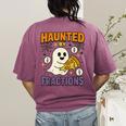 Haunted By Fractions Math Halloween Teacher Women's Comfort Colors T-Shirt Back Print Berry Haunted By Fractions Math Halloween Teacher Women's Comfort Colors T-Shirt Back Print Berry