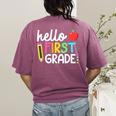 Hello First Grade Team 1st Grade Back To School Teacher Kids Women's Comfort Colors T-Shirt Back Print Berry
