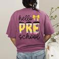 Hello Pre-K Preschool Back To School First Day Teacher Kids Women's Comfort Colors T-Shirt Back Print Berry Hello Pre-K Preschool Back To School First Day Teacher Kids Women's Comfort Colors T-Shirt Back Print Berry