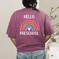 Hello Preschool Teacher Student Girls Rainbow Back To School Women's Comfort Colors T-Shirt Back Print Berry Hello Preschool Teacher Student Girls Rainbow Back To School Women's Comfort Colors T-Shirt Back Print Berry