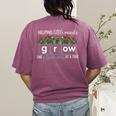 Helping Little Minds Grow One Phoneme At A Time Teacher Women's Comfort Colors T-Shirt Back Print Berry