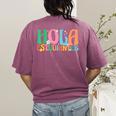 Hola Estudiantes Maestra Back To School Spanish Teacher Women's Comfort Colors T-Shirt Back Print Berry
