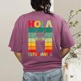 Hola Estudiantes Spanish Teacher Back To School 2025 Women's Comfort Colors T-Shirt Back Print Berry