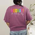 Hooray It's Library Day Teacher Reader Books Back To School Women's Comfort Colors T-Shirt Back Print Berry Hooray It's Library Day Teacher Reader Books Back To School Women's Comfort Colors T-Shirt Back Print Berry