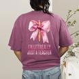 I'm Literally Just a Teacher Pencil Coquette Bow School Women's Comfort Colors T-Shirt Back Print Berry I'm Literally Just a Teacher Pencil Coquette Bow School Women's Comfort Colors T-Shirt Back Print Berry