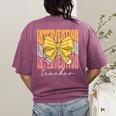 Interventionist Teacher Groovy Coquette Bow Back To School Women's Comfort Colors T-Shirt Back Print Berry