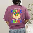 I Am Their Voice They Are My Heart Autism Awareness Teacher Women's Comfort Colors T-Shirt Back Print Berry