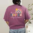 It's A Beautiful Day To Learn Cute Rainbow Boho Teacher Women's Comfort Colors T-Shirt Back Print Berry