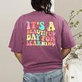 It's Beautiful Day For Learning Retro Teacher Students Women Women's Comfort Colors T-Shirt Back Print Berry