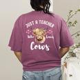 Just A Teacher Who Loves Cows Shirt Cute Highland Cow Women's Comfort Colors T-Shirt Back Print Berry