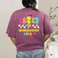 Kindergarten ABCD Rocks Teacher Student Back To School Women's Comfort Colors T-Shirt Back Print Berry