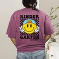 Kindergarten Teacher Hippie Smile Face Back School Women's Comfort Colors T-Shirt Back Print Berry Kindergarten Teacher Hippie Smile Face Back School Women's Comfort Colors T-Shirt Back Print Berry