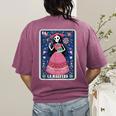 La Maestra Halloween Mexican Bingo Card Teacher Lottery Card Women's Comfort Colors T-Shirt Back Print Berry La Maestra Halloween Mexican Bingo Card Teacher Lottery Card Women's Comfort Colors T-Shirt Back Print Berry