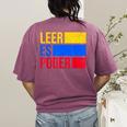 Leer Es Poder Colombian Spanish Teacher Maestra Colombia Women's Comfort Colors T-Shirt Back Print Berry