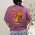 Leopard Pumpkin Love Teacher Life Thanksgiving Fall Women Women's Comfort Colors T-Shirt Back Print Berry