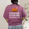 Let's Eat Kids Grammar For Thanksgiving Teacher Women's Comfort Colors T-Shirt Back Print Berry