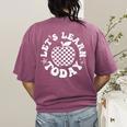 Let's Learn Today Checkered Apple Back To School Teacher Women's Comfort Colors T-Shirt Back Print Berry