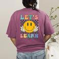 Let's Learn Today Smile Face Back To School For Teacher Kids Women's Comfort Colors T-Shirt Back Print Berry