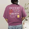 Letter Of The Week Ff Sight Word Teacher Squad Women's Comfort Colors T-Shirt Back Print Berry