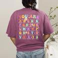 You Are Letters Alphabet Learn ABCs Inspiration Teacher Life Women's Comfort Colors T-Shirt Back Print Berry You Are Letters Alphabet Learn ABCs Inspiration Teacher Life Women's Comfort Colors T-Shirt Back Print Berry