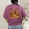 Librarian Turkey Reading Book Fall Thanksgiving Teacher Book Women's Comfort Colors T-Shirt Back Print Berry