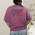 Literacy Justice For All Teacher Women's Comfort Colors T-Shirt Back Print Berry