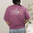 Literacy Team Teacher Women's Comfort Colors T-Shirt Back Print Berry