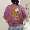 Love Preschool Back To School Yellow Bee Preschool Teacher For Men Women Girls Kids Women's Comfort Colors T-Shirt Back Print Berry