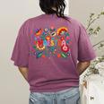 Maestra Flowers Spanish Teacher Cinco De Mayo Women's Comfort Colors T-Shirt Back Print Berry