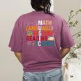 Math Language History Reading Science Music Teacher Women's Comfort Colors T-Shirt Back Print Berry