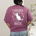 Math Nerd Math Teacher Cat Lover I Love Math And Cats Women's Comfort Colors T-Shirt Back Print Berry