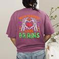 Math Teacher Love Brain Heart Skeleton Hand Zombie Halloween Women's Comfort Colors T-Shirt Back Print Berry