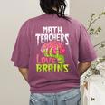 Math Teachers Love Brains Zombie Teacher School Halloween Women's Comfort Colors T-Shirt Back Print Berry