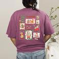 Merry And Bright Christmas Gingerbread Santa Book Teacher Women's Comfort Colors T-Shirt Back Print Berry