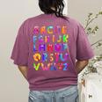 Monster ABC Cute Alphabet Halloween Teacher Costume Kids Women's Comfort Colors T-Shirt Back Print Berry