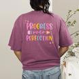 Motivational Progress Over Perfection Back To School Teacher Women's Comfort Colors T-Shirt Back Print Berry