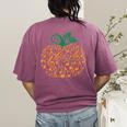 Music Notes Pumpkin Music Teacher Halloween Women's Comfort Colors T-Shirt Back Print Berry