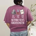 Nothing Beats Kindergarten Back To School Kid Teacher Women's Comfort Colors T-Shirt Back Print Berry