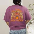 One Thankful Math Teacher Thanksgiving Autumn Fall Rainbow Women's Comfort Colors T-Shirt Back Print Berry