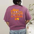 One Thankful PE Teacher Thanksgiving Fall Autumn Groovy Women's Comfort Colors T-Shirt Back Print Berry