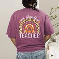 One Thankful Teacher Thanksgiving Rainbow Leopard Fall Women's Comfort Colors T-Shirt Back Print Berry One Thankful Teacher Thanksgiving Rainbow Leopard Fall Women's Comfort Colors T-Shirt Back Print Berry