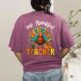 One Thankful Teacher Thanksgiving Turkey Cute Crayon Pencil Women's Comfort Colors T-Shirt Back Print Berry One Thankful Teacher Thanksgiving Turkey Cute Crayon Pencil Women's Comfort Colors T-Shirt Back Print Berry