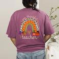 One Thankful Teacher Thanksgiving Turkey Rainbow Fall Women's Comfort Colors T-Shirt Back Print Berry One Thankful Teacher Thanksgiving Turkey Rainbow Fall Women's Comfort Colors T-Shirt Back Print Berry