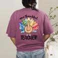 One Thankful Teacher Turkey Pencil Thanksgiving Teachers Women's Comfort Colors T-Shirt Back Print Berry