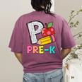P Is For Pre-K Teacher Pencil Apple Back To School Women's Comfort Colors T-Shirt Back Print Berry P Is For Pre-K Teacher Pencil Apple Back To School Women's Comfort Colors T-Shirt Back Print Berry
