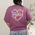 Para Heart Paraprofessional Teacher Paraeducator Women's Comfort Colors T-Shirt Back Print Berry