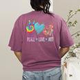Peace Love Art Painting Palette Art Teacher Women's Comfort Colors T-Shirt Back Print Berry Peace Love Art Painting Palette Art Teacher Women's Comfort Colors T-Shirt Back Print Berry