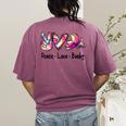 Peace Love Books Librarian Teacher Life Book Library Tie Dye Women's Comfort Colors T-Shirt Back Print Berry
